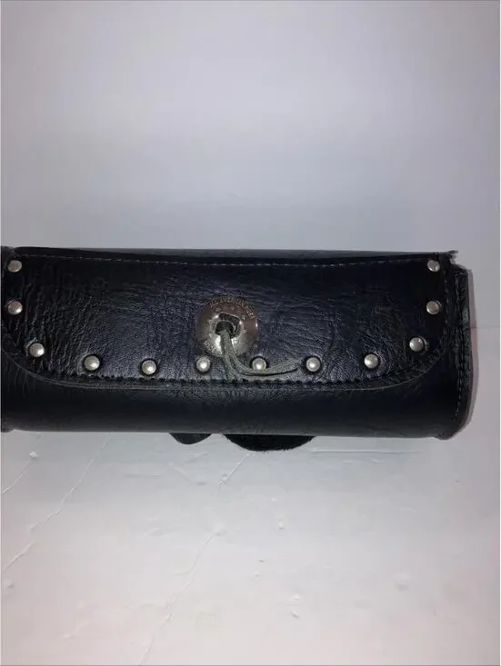 VTG All American Rider Black Leather Motorcycle Tool Roll Fork Bag Saddlebag USA - Picture 2 of 9